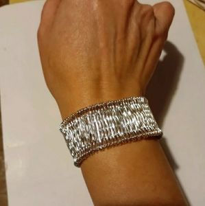 Sterling Silver 925 Fence Panel Link Bracelet 8"